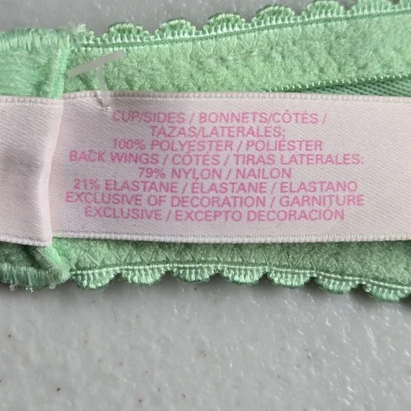 Victoria's Secret Women Bra 32B Green Floral Push Up Pigeonnant Underwired Lace - Picture 10 of 15